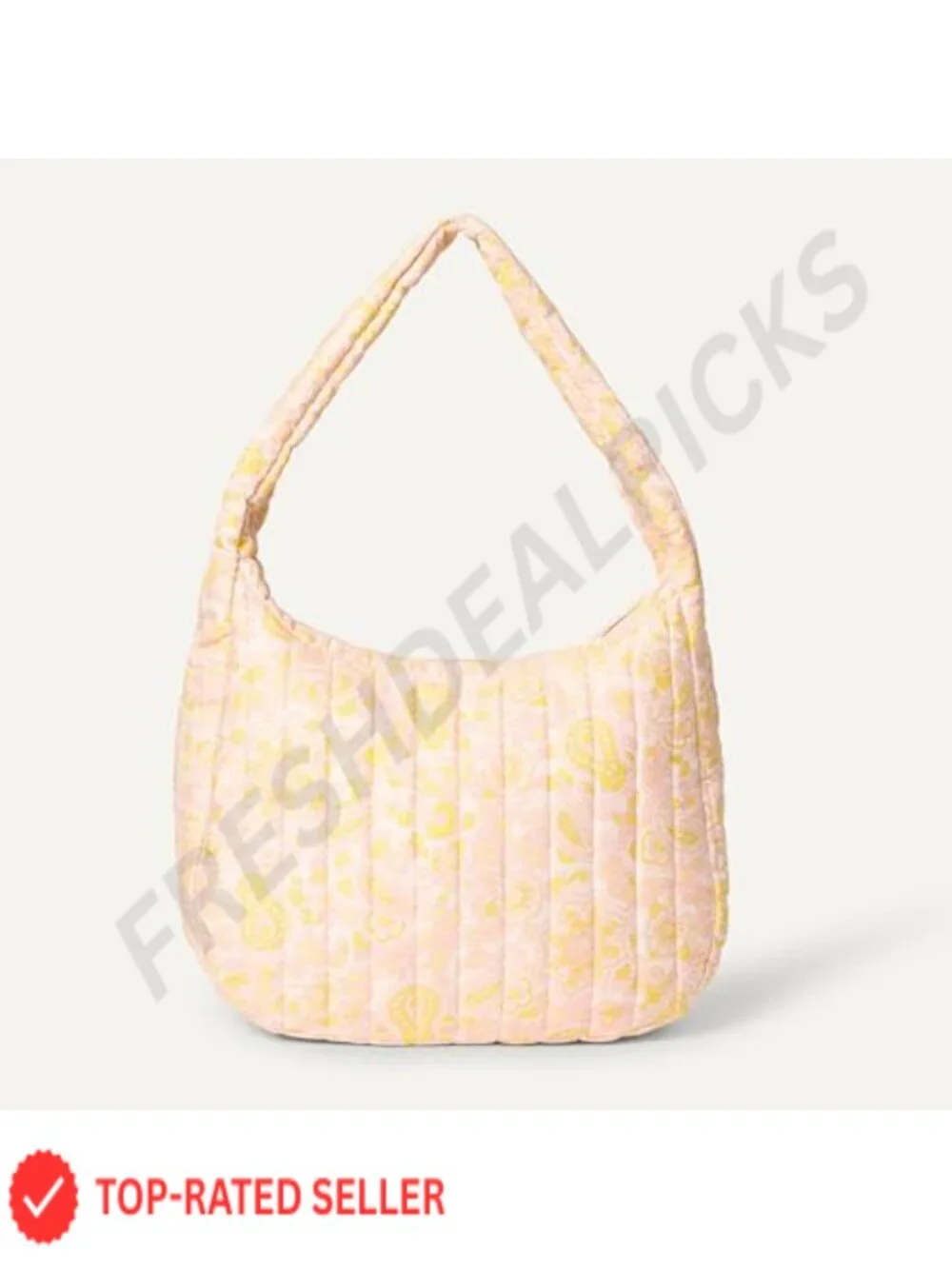 Quilted Cotton Puffer Tote Bag with Zipper Shoulder Bag